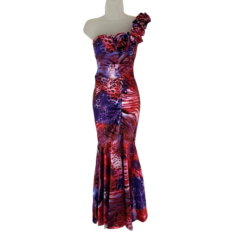 Blonde Nites by Stacy Sklar Mermaid One Strap Ruched Dress Gown Size 1